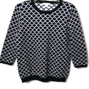 Liz Claiborne Sweater Black/White Print Large